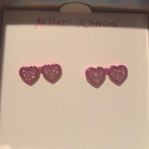 NWT Betsey Johnson Pink Heart Sunglasses Stud Earrings